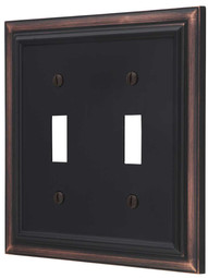 Georgian Double-Toggle Switch Plate in Aged Bronze.